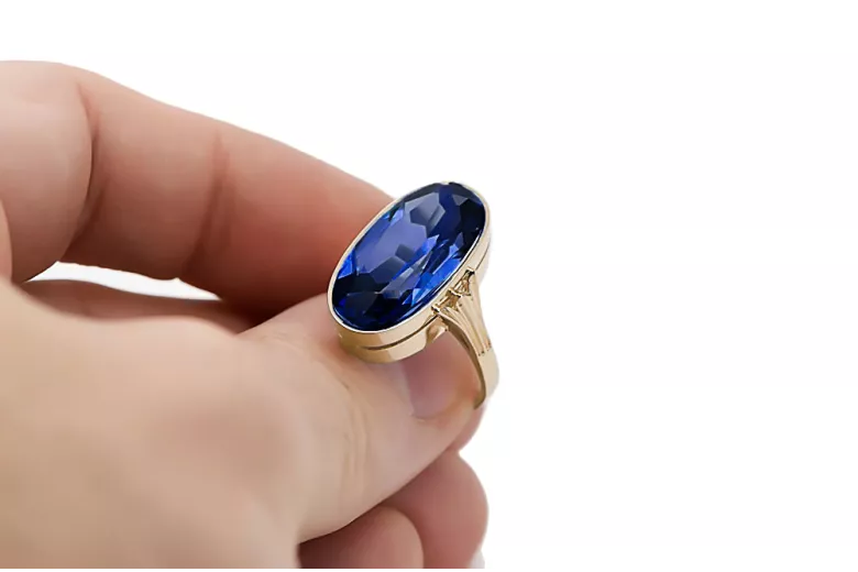 Inel Vintage Safir Aur galben 14K vrc113y